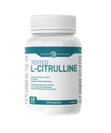 Tested Nutrition L-Citrulline Capsules | 600mg Citrulline Malate Capsules | Nitric Oxide Booster Increased Muscle Pumps Performance Endurance | 48 Servings (240 Capsules)