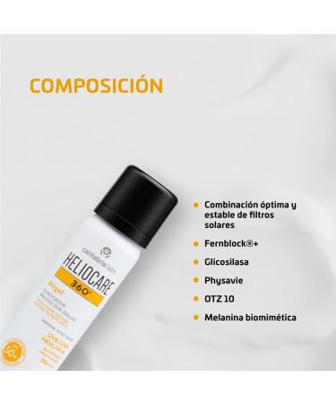 Heliocare 360 Airgel SPF50+ 60ml | Mousse Sunscreen for Face & Neck | UVA UVB Visible Light Infrared-A Anti-Ageing Sun Protection | Suits All Skin Types | Matte Finish | Supercharged with Antioxidants - Buy Online on SooperMarket.com