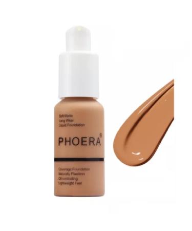 Phooera Fulll Coverage Liquid foundation Matte Finish Concealer Long wear 24hrs Oil Controlling Naturally Flawless Lightweigt Feel Buildable (108 TAN)