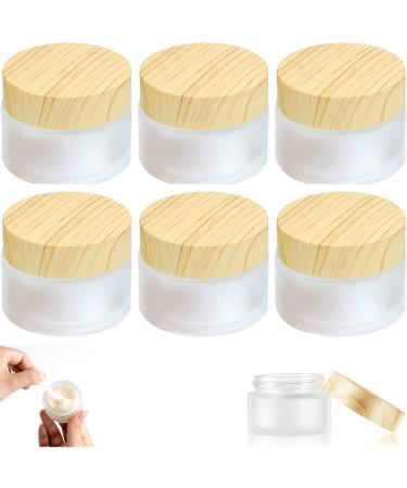6 pieces of cosmetics container jar frosted glass cremedosis empty cosmetic can clear glass cosmetic jar cream cosmetic can refillable clear glass cosmetic jar for creams lotion cosmetics