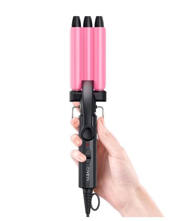 Mini Crimper Hair Tool for Short Hair 1/2 Inch Small Hair Crimper for Tight Beach Waves 3 Barrel Hair Waver with Argan Oil Infused Easy to Use Waver Hair Tool Mini 3 Barrel Curling Iron