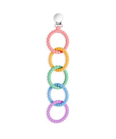 Vicloon Baby Teething Toys  Silicone Baby Teether Link  Attachable Teether Chew Toy for Babies  Baby Teethers 0-24 Months Old Food Grade Silicone pink purple
