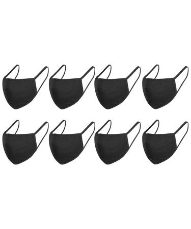 Reusable Cotton Fabric Fashion Protection Unisex Black Cotton Washable 8 Pack.