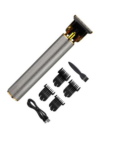 FIOERDTUIE USB Rechargeable Electric T-Blade Trimmer Cordless Powerful Motor Long Battery Life Detachable Blades Hair Cuttings Kit Silver