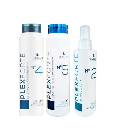 Lendan Plex Forte Shampoo Kit (300 ml) + Balm (300 ml) + Bond Filler (200 ml) Includes Gift Maritrini Meza 25.0 Ounce 3
