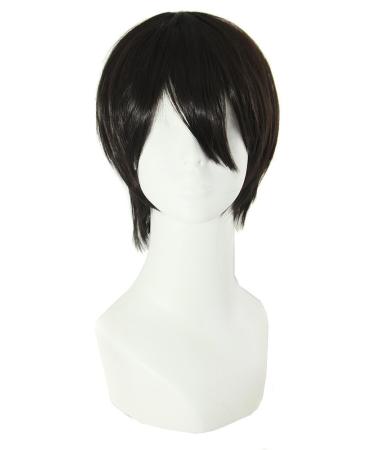 MapofBeauty Men's Short Straight Cosplay Costume Wig (Black)