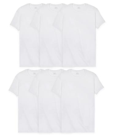 Fruit of the Loom Men's Eversoft Cotton Stay Tucked Crew T-Shirt Regular (S-3XL) Small Regular - 6 Pack White - Cotton Mesh Coolzone Underarm