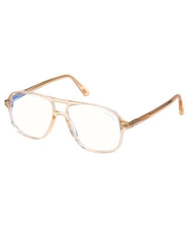 Tom Ford Eyeglasses FT 5737-B BLUE BLOCK Shiny Light Brown/Blue Filter 56/15/145 Men