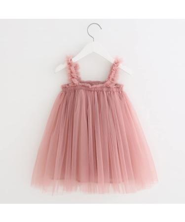 PythJooh Baby Girl Tulle Dress | Toddler Sleeveless Butterfly Wings Tutu Princess Dress | Daisy Stars Sundress for 0-4 Years | Dusty Pink - Buy Online on SooperMarket.com