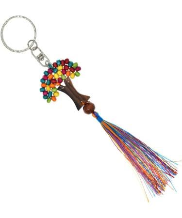 Tree of Life Wooden Keychain - Unique Beaded Design with Leaf Ring | Modelo 2 - International Shipping Available - Buy Online on SooperMarket.com