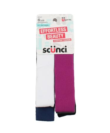 Scunci U Got This Stretch Soft Head Wrap 6 Count Gray Blue White Plum Black