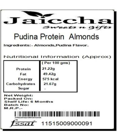Jaiccha Ghasitaram Rakhi Gifts for Brothers Rakhi Dryfruits - Pudina Protein Almonds 800 GMS in Brown Paper Pouch with Rudraksh Rakhi - Buy Online on SooperMarket.com