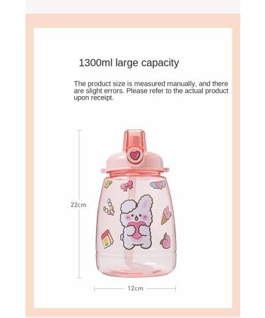 PEXIZUAN Kawaii Big Belly Water Bottle with Strap and Straw - Green 1300ML - Buy Online on SooperMarket.com