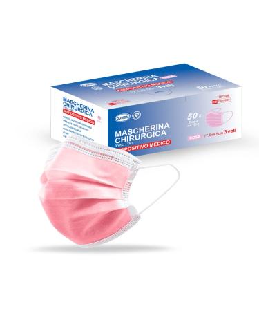Buy EN14683 Certified 3-Layer Rose Disposable Surgical Masks - 50 Pack | Medical IIR Standard Oral Protection with BFE 98% - Buy Online on SooperMarket.com