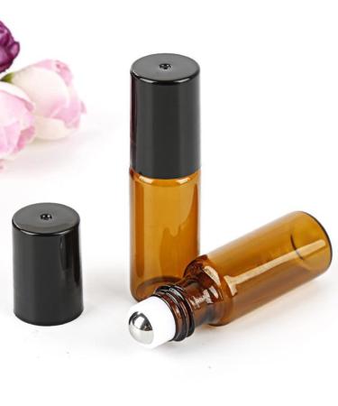 4PCs Brown Roll-On Glass Bottles for Essential Oils Refillable 5ml Aromatherapy & Perfume Roller Bottles - Buy Online on SooperMarket.com