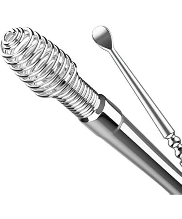 Spiral Ear Cleaner Spiral Ear Wax Remover Ear Wax Cleaner Earwax Removal Kit Metal Ear Cleaner Double Ended Spiral Scraper Ear Cleaning Set Silver