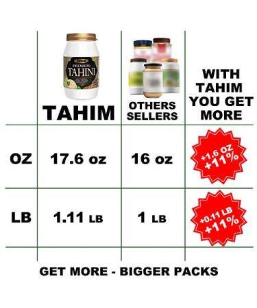 Tahim Premium Tahini - 100% Pure Sesame Vegan Paste, 500g - Buy Online on SooperMarket.com