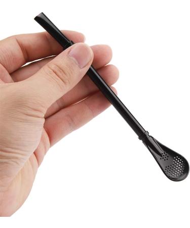Spoon Straws Stainless Steel Straws Stainless Steel Metal Drinking Straw Spoon Resuable Washable Stirring Scoop (Black) - Buy Online on SooperMarket.com