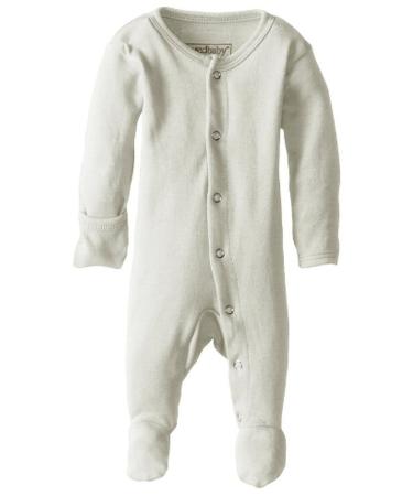 L'Ovedbaby Girls' Organic Baby Snap Footie 6-9 Months Stone