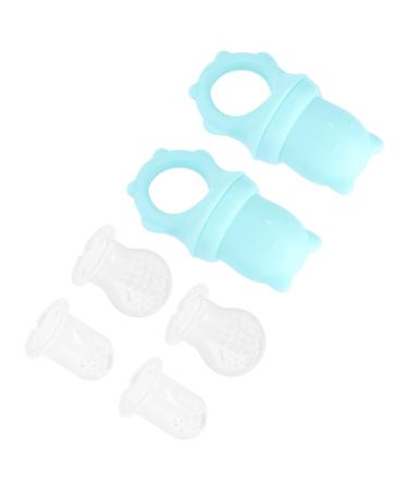 Pacifier for toddlers with fruit food button to open and close the baby fruit feed for the safe self-nutrition of small children (blue)