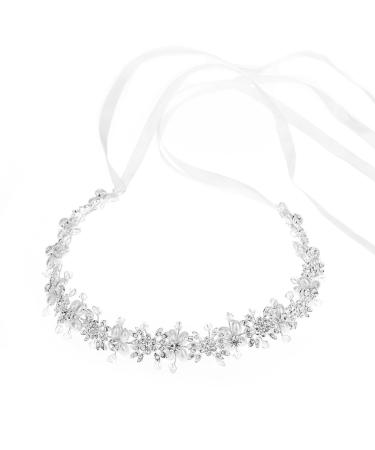 JSGHGDF Party Headband Flower Hairband s Headpiece Girls Headdress Bridal Shower Hair Accessories Silver