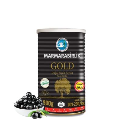 Marmara Birlik Gemlik Type Black Olives MEGA 800g -Suitable for Vegetarian (Gold XL)