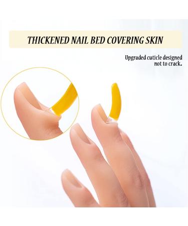 Professional Silicone Nail Practice Hand for Acrylic Nails | Left Hand Dark Brown with Adjustable Bracket and 50pcs Nail Tips - Buy Online on SooperMarket.com