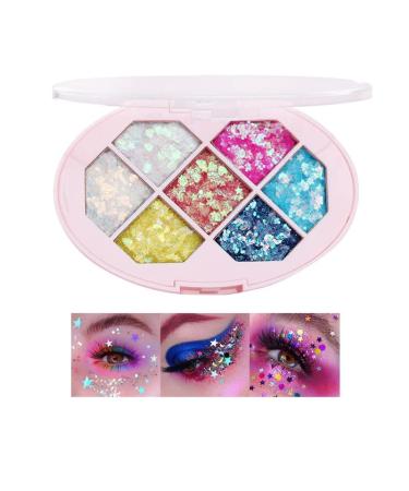 AKARY Glitter Eyeshadow Palette Makeup 7 Colors  Party Diamond Shiny Colorful Eye Makeup Palettes Long Lasting Waterproof Halloween Holiday Makeup  Glitter High Pigmented Eye Shadow Powder for Face Body (01) Set-01