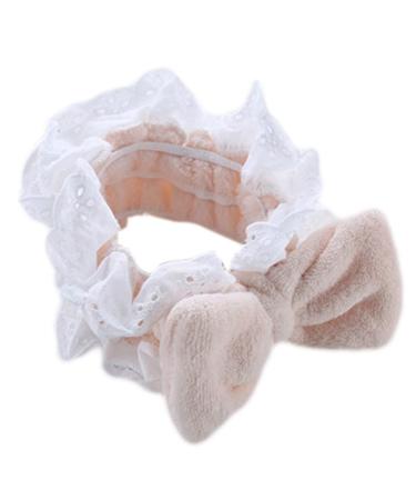 JSGHGDF Headband Plush Bows Solid Color Headband Ruffle Lace Soft Makeup Hairband -slip Elastic Headbands for Girls Women Orange