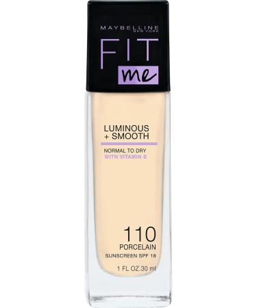 Maybelline New York Make Up Fit Me!Foundation with LSF18 for flawless skin all skin types No. 110 Porcelain 30 ml No. 110 Porcelain 30 ml (1 Pack)