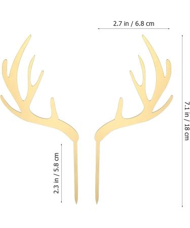 MAGICLULU 5pcs Antlers Happy Birthday Cake Topper Reindeer Antler Acrylic Cake Topper for Xmas Birthday Wedding Party Supplies Gloden - Buy Online on SooperMarket.com