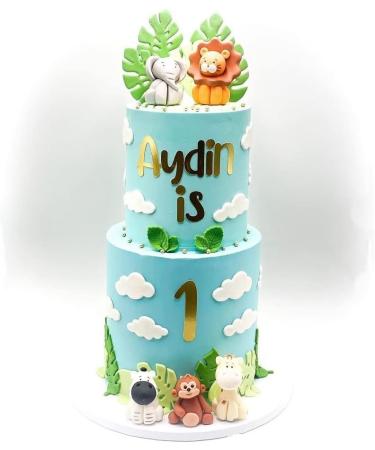 Personalised Elephant Cake Topper - Edible Fondant Safari Jungle Cupcake Decorations with an Edible Glue - Kids Birthday Supplies - Buy Online on SooperMarket.com