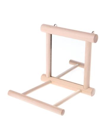 Bogoro wooden mirror with landing site mirror with wooden frame wooden mirror with bell wood bird parrots fun toy with mirror cage stand for birds parrot toy toys accessories