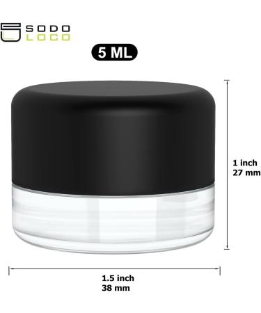 200 Pack 5ml Thick Clear Glass Containers with Black Child Resistant Lids for Oil  Lip Balm  Wax  Cosmetics - Buy Online on SooperMarket.com
