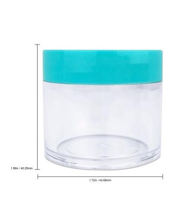 Beauticom 12 Piece 1 oz Acrylic Round Clear Jars with Flat Top Lids - Perfect for Creams Lotions Makeup & Herbs - SKY BLUE TEAL - Buy Online on SooperMarket.com