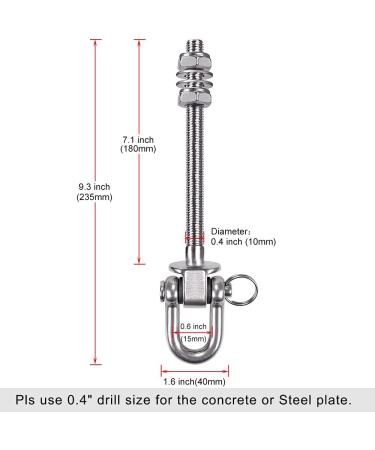 SELEWARE Heavy Duty Swing Hanger Set - Stainless Steel - M10 x 8.8 Swing Bolts - 1800LB Capacity - 6pcs - Buy Online on SooperMarket.com