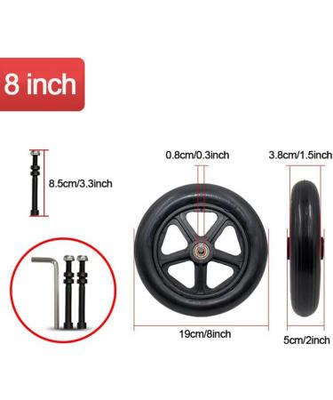 Wheelchair Front Wheel 8Inch Wheelchair Front Wheel(1 Pair) Solid Replacement Wheels for Wheelchair Rollators Walk 5/16"(8 Mm) Bearing/Gray(Black) - Buy Online on SooperMarket.com