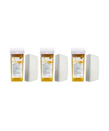 3 Honey Wax Cartridge With 150 Paper Waxing Strips Kit Sugar Cartridges Warm Paste Pack ROLL-ON Hot Wax Roller Hair Removal Depilatory 100ml Waxing Hot Rolling Soft Gentle Remover