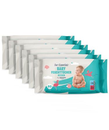 by Amazon Baby Wipes Sensitive Unscented 480 Count (6 Packs of 80) 80 Count (Pack of 6)
