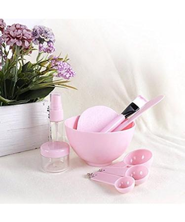 Facial Care Mask Mixing Tool Sets Bowl Stick Brush Gauge Cleaning Mat 9 in 1 Set Pink - Buy Online on SooperMarket.com