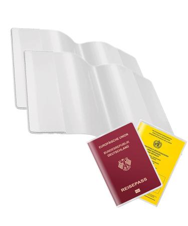 Vaccination pass case 2 pieces protective cover transparent vaccination card tear-resistant vaccination passport shell case case case for the vaccination certificate for children and adults (100 mm x 138 mm)