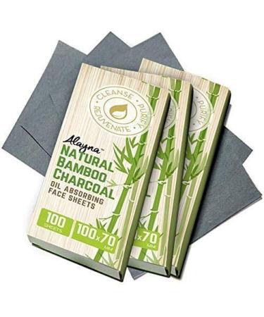 (3 PK) Oil Blotting Sheets- Natural Bamboo Charcoal Oil Absorbing Tissues- 100 Pcs Organic Blotting Paper- Beauty Blotters for the Face- Papers Remove Excess Shine- For Facial Make Up & Skin Care