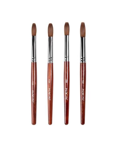 Alexnailart 4pcs Kolinsky Sable Nail Brush Acrylic Brush for Acrylic Powder Nail Art Pen with Red Wooden Handle Manicure Design Set