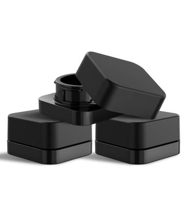 (200 Pack) 5ml Thick Black Glass Square Containers with Black Child Resistant Lids - Concentrate Jars for Oil, Lip Balm, Wax, Cosmetics Black Glass with Black Lid