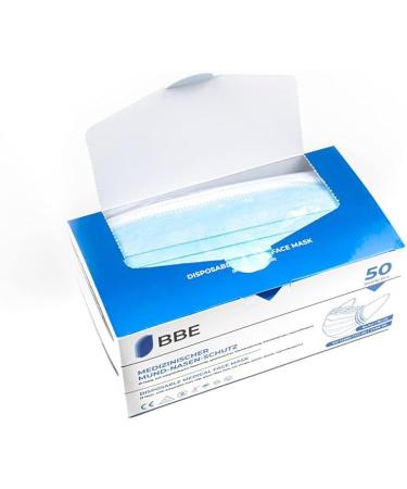 Buy BBE Solutions 50 Medical Disposable Masks - 3-Layer Mouth Protection | EN 14683 Type 2R Blue | International Shipping Available - Buy Online on SooperMarket.com