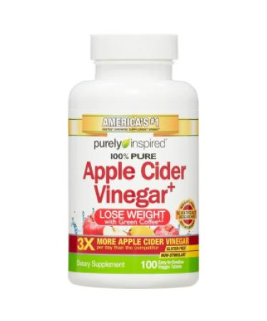 Purely Inspired Apple Cider Vinegar+ | 100 Easy-Swallow Veggie Tablets for Digestive Health - Buy Online on SooperMarket.com