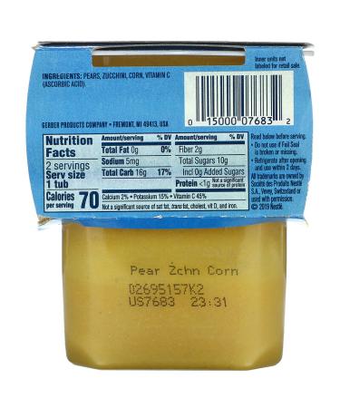Gerber Pear Zucchini Corn 2nd Foods - 4 oz 2-Pack Baby Food | Nutrient-Rich & Delicious - Buy Online on SooperMarket.com