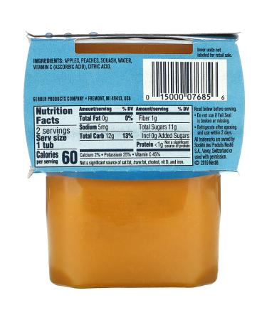Gerber Apple Peach Squash 2nd Foods - 2 Pack (4 oz Each) | Healthy Baby Food - Buy Online on SooperMarket.com