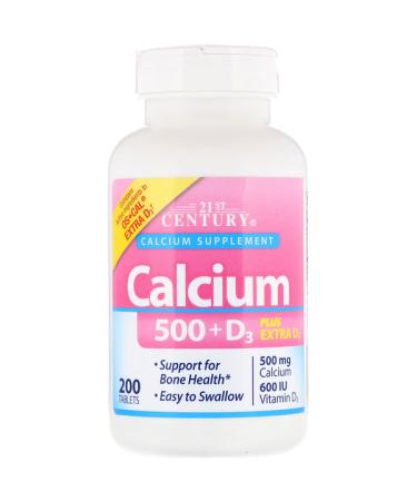 21st Century Calcium 500 + D3 Plus Extra D3 200 Tablets