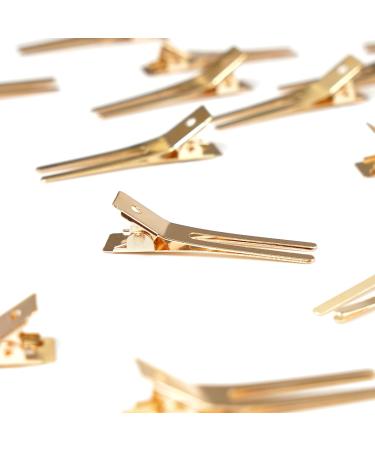 Qearl 100 PCS 1.77 Double Prong Gold Curl Clips | Alligator Clips for Hair Extensions (4.5cm) - Buy Online on SooperMarket.com